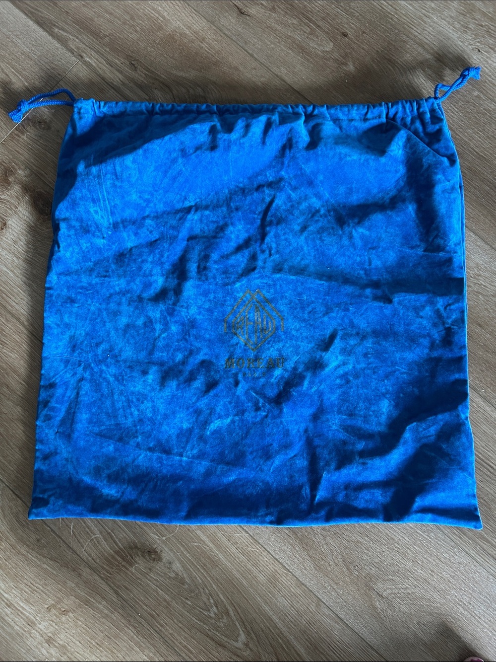 Velvet Drawstring Dust Bag in Royal Blue with Gold Accent